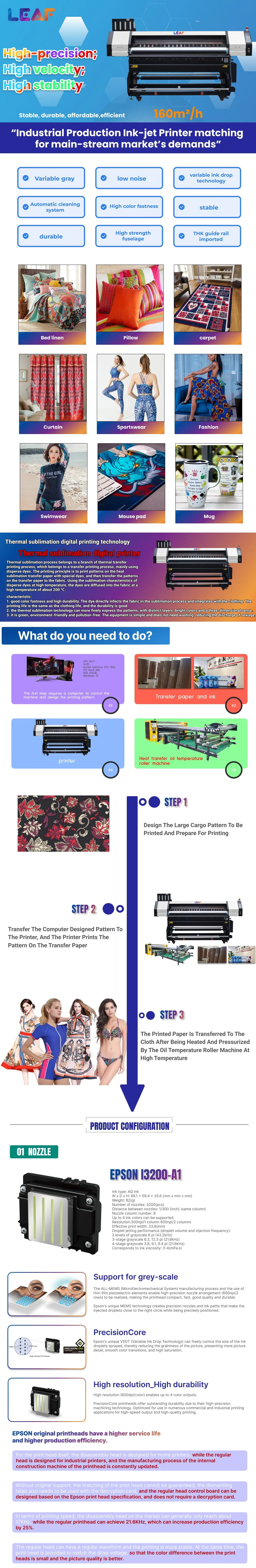 Sublimation Printer 1.9m i3200 Head Sublimation Printer For Tshirt Printing