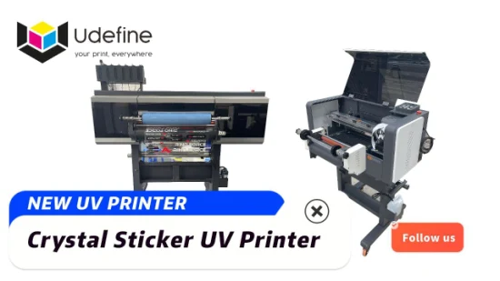 Udefine 24 인치 UV Dtf 스티커 UV Dtf 프린터 롤 3 I3200 U1 올인원 병 금속 가죽 목재 등에 사용